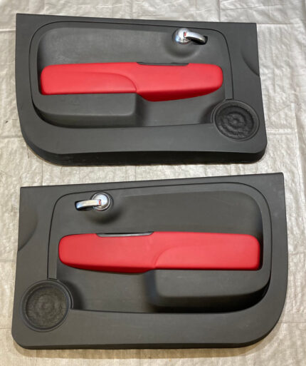 2012-2016 Fiat 500 Abarth Interior Door Panels w/ Red Leather Trim / Pair / F5022