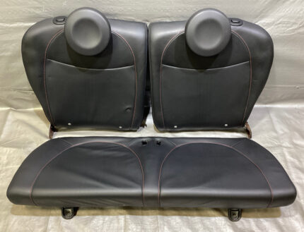 2012-2017 Fiat 500 Abarth Black Leather Rear Seat Set / Red Stitching / F5021