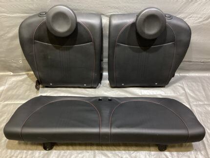 2012-2017 Fiat 500 Abarth Black Leather Rear Seat Set / Red Stitching / F5022