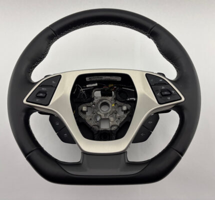 2015-2017 Chevrolet C7 Corvette Black Leather Flat Bottom Steering Wheel / Manual / C7008