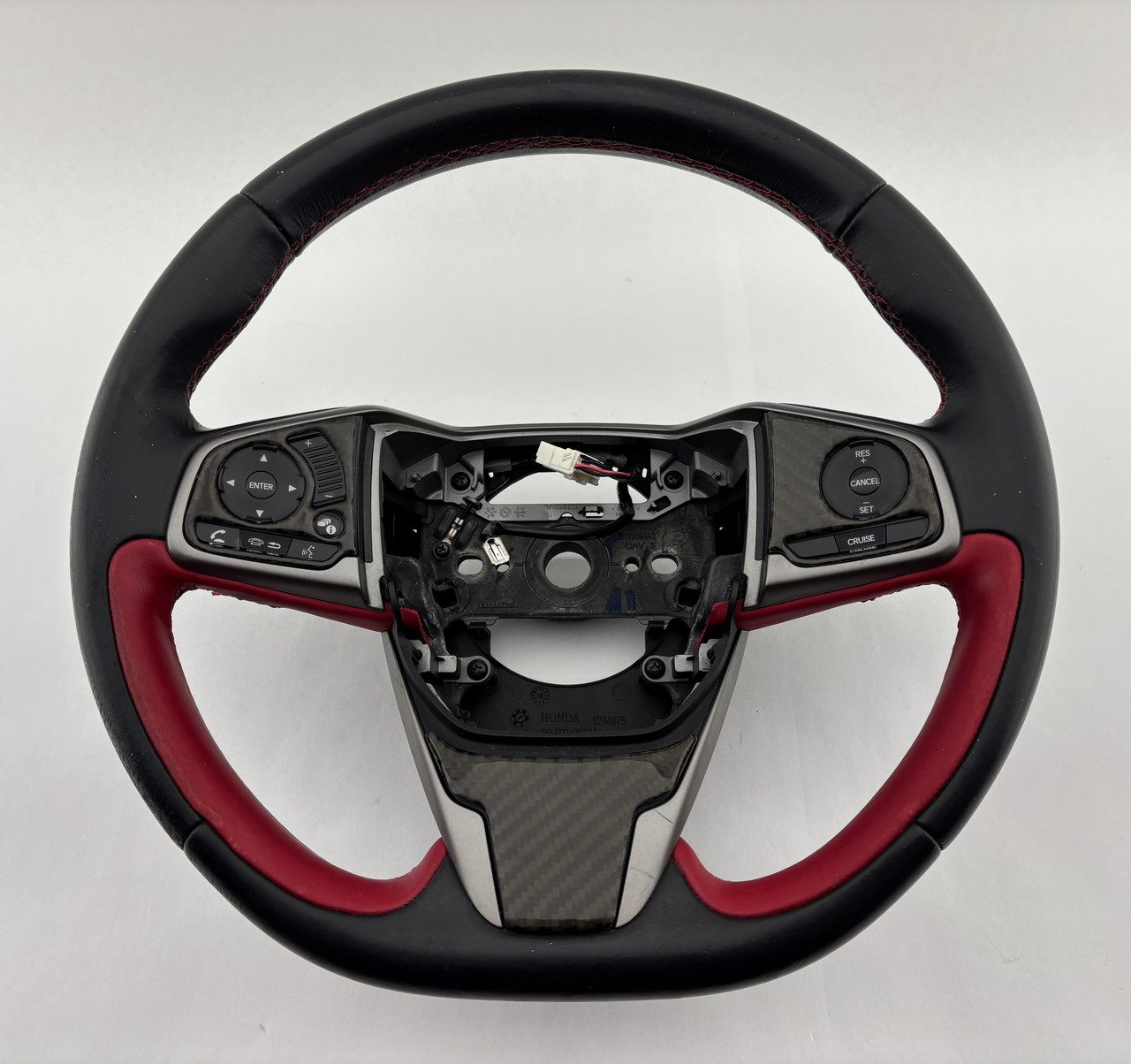 2017-2019 FK8 Honda Civic Type R Black / Red Leather Steering Wheel w/ Controls / TR106 2017-2019 FK8 Honda Civic Type R Black / Red Leather Steering Wheel w/ Controls / TR106