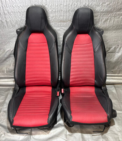 2017-2020 Fiat 124 Spider Black / Red Leather Seats w/ Bose Audio / Pair / FD033